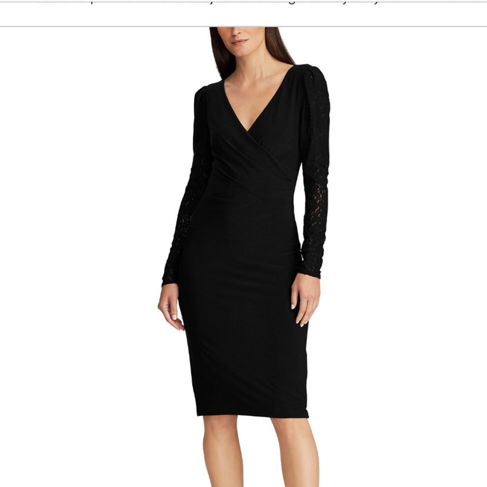 Ralph Lauren black lace sleeve dress